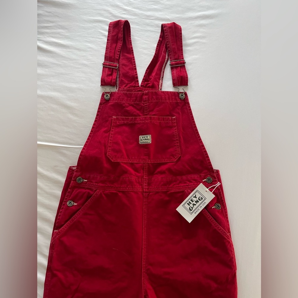 Hey Gang “The Kneepatch Overalls Japanese Canvas - Red”